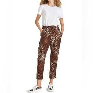 Veronica‎ Beard Oksana Pant sz Brown Animal Print Paperbag Cropped XXS Sz 00